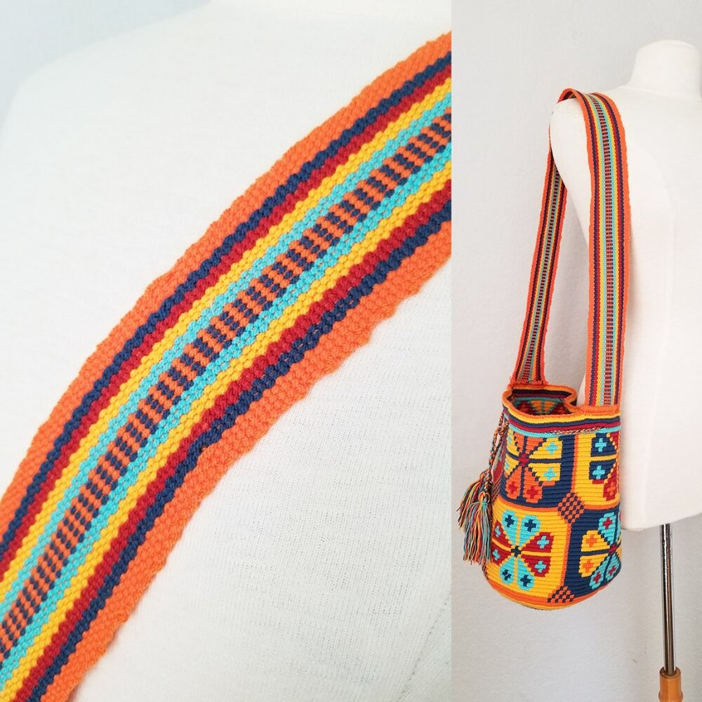 Wuitusu Large Handmade Crochet Wayuu Mochila Tribe‎ Crossbody Bucket Bag $110 - Picture 10 of 16